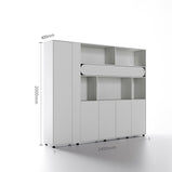 オフィスキャビネット　ファイリングキャビネット　木製書庫　書類整理棚　メラミン化粧板 分類収納  引き違い戸　ホワイト　CWG-M009