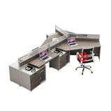 オフィスデスク　オフィステーブル　オフィス家具　木目調　多人使用　分類収納　トップパネル付き　引出し付き　錠付き　グレー　カスタマイズ可能　BGZ-128