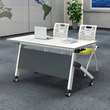 会議用テーブル　オフィス家具　デスク　キャスター付き　幕板付き　折り畳み式　シンプル　ホワイト　カスタマイズ可能　metamall