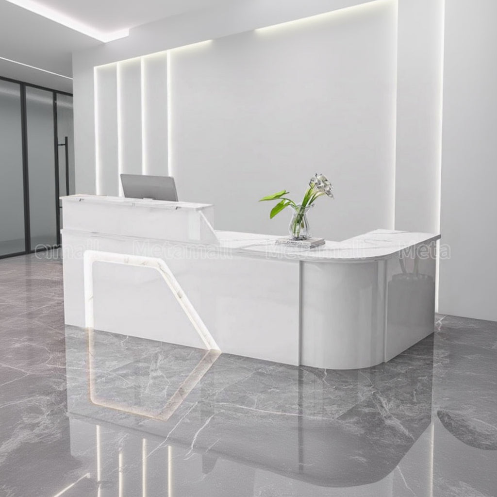 カウンター　受付カウンター　レジカウンター　受付台　L字型　店舗用　エコ素材　焼付ワニス　シンプル　高級感　カスタマイズ可能　JDT-M123