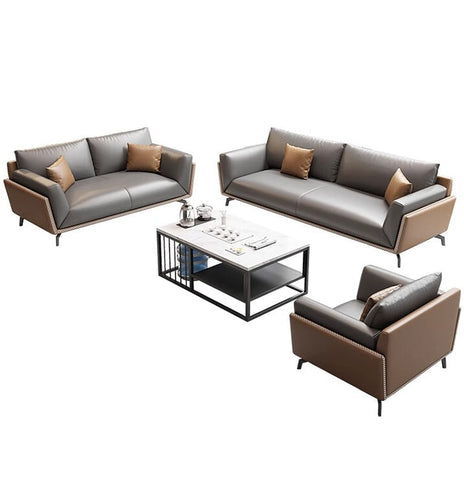 応接ソファ　ソファー　オフィスソファー　受付ソファー　待合室　応接室　２人掛け　モダン　PUレザー　天然木フレーム　ラテックス　耐久性　グレー　カスタマイズ可能　metamall