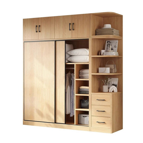 クローゼット　ワードローブ　服収納　壁面収納　大容量　多段式　分類収納　おしゃれ　静音レール　メラミン化粧板　エコ素材　カスタマイズ可能　YG-M042　metamall