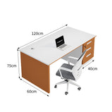 マネージャーデスク　　収納キャビネット　ワークデスク　オフィスチェア　強化ボード　指紋ゼロ・拭き取り簡単耐汚天板　ロック付き収納　配線隠し一括管理　　明るいオフィス調　LBZ-T128