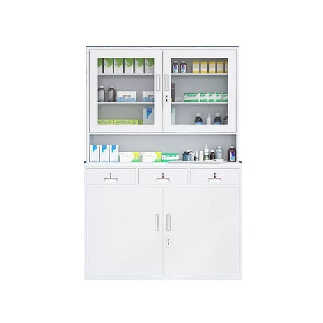 医療用キャビネット　ドクターキャビネット　薬棚　冷間成形鋼　引出し付き　分類収納　鍵付き　シリンダー錠付き　可動棚板　ホワイト　グレー　metamall