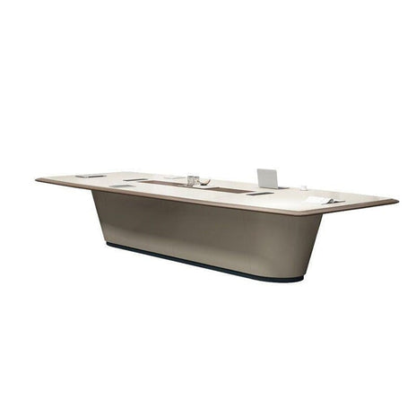 会議テーブル　ミーテイングテーブル　メラミン化粧板　厚手の天板　多目的卓上コンセント　配線孔　ベージュ　カスタマイズ可能　metamall