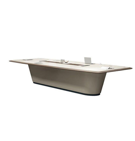 会議テーブル　ミーテイングテーブル　メラミン化粧板　厚手の天板　多目的卓上コンセント　配線孔　ベージュ　カスタマイズ可能　metamall