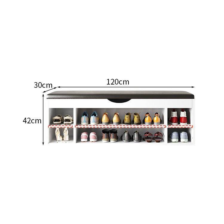 ロータイプ　クッション付き　高反発ウレタン　柔らか　多段式　分類収納　可動棚板　下駄箱　シューズボックス　玄関収納　利便性　実用　ホワイト　ブラック　CWG-K073　kaguyasu