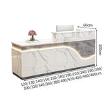 鏡面仕上げ　厚い天板　多様な収納　分類収納　大容量　配線穴キャップ　エコ板材　安全無臭　カウンター　受付台　受付カウンター　おしゃれ　モダン　高級感　ホワイト　カスタマイズ可能　JDT-K059　