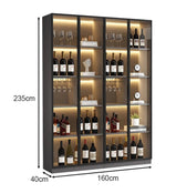 キッチン収納　リビング収納　木製棚　収納棚　ワインラック　ワイン棚　ワイン収納 　LEDライト　エコ素材　強化ガラス　アルミ合金製エッジ　ブラック　カスタマイズ可能　JG-M015