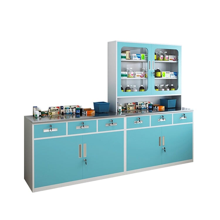 医療用キャビネット　医療用　キャビネット　作業台　スチール製　分類収納　高耐荷重　R仕上げ　錠付き　ストッパー付き　可動棚板　シンプル　ホワイト　metamall