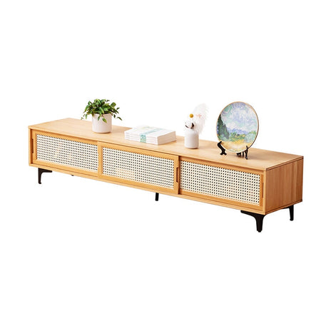 テレビボード　TVボード　ナチュラルモダン　ナチュラルテイスト　木目調　竹製　引き違い戸　スチール脚　分類収納　伸長式デザイン　ナチュラル　metamall