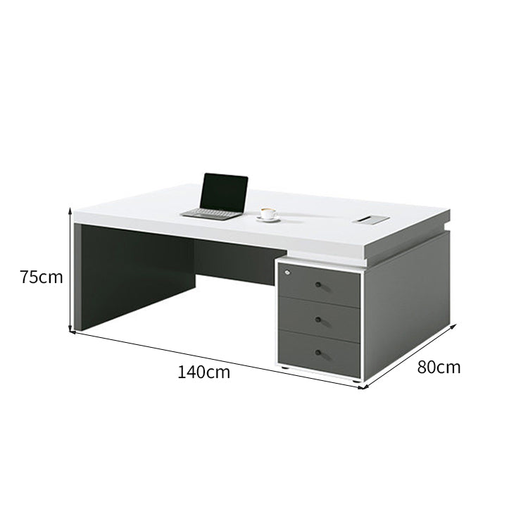 エグゼクティプデスク　事務用デスク　事務机　役員用　オフィス用　長方形　配線ボックス　厚天板　広々天板　安定感　収納スペース　カスタマイズ可能　LBZ-K074