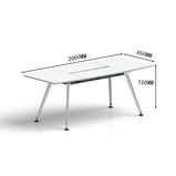 会議テーブル　ミーティングテーブル 会議用　スチールフレーム　ステンレス鋼　ハの字構造　広い下肢空間　スタイリッシュ　配線孔　シャープなエッジ　プラパート　ホワイト　HYZ-M032