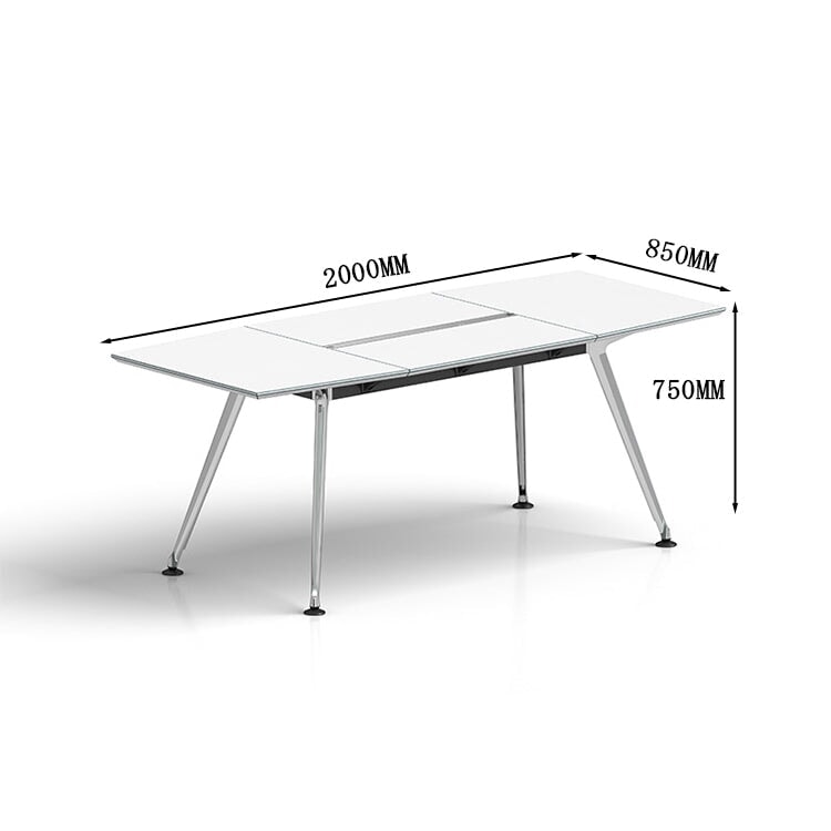 会議テーブル　ミーティングテーブル 会議用　スチールフレーム　ステンレス鋼　ハの字構造　広い下肢空間　スタイリッシュ　配線孔　シャープなエッジ　プラパート　ホワイト　HYZ-M032