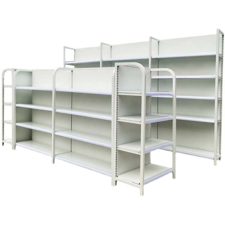スーパー用　コンビニキャビネット　ショーケース　ディスプレイ棚　冷間成形鋼　分類収納　スチールラック　連結可能　スチールフック付き　大容量収納　ホワイト　YLGZ-M-011