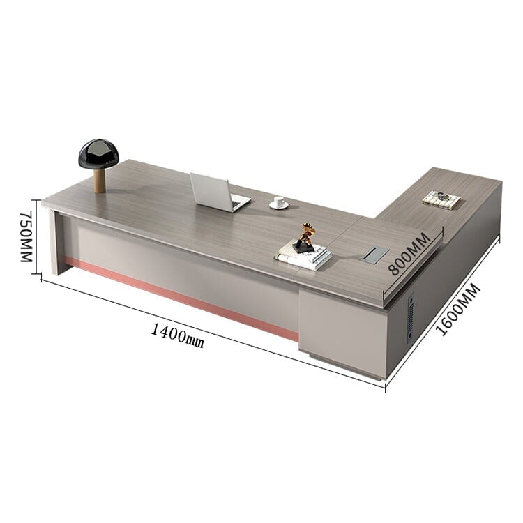 プレジデントデスク　サイド収納　エグゼクティブデスク　シンプルモダン　サイドキャビネット　卓上コンセント　メラミン化粧板　ダイヤル錠　配線ボックス　グレー　カスタマイズ可能　LBZ-M027