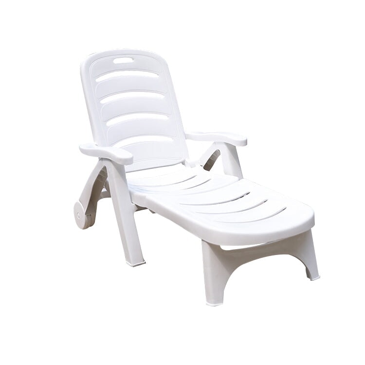 ギア式リクライニングチェア　ABS樹脂製　シンプルデザイン　高耐荷重　水に強い　表面硬度が高い　ホワイト　HWYZ-M012