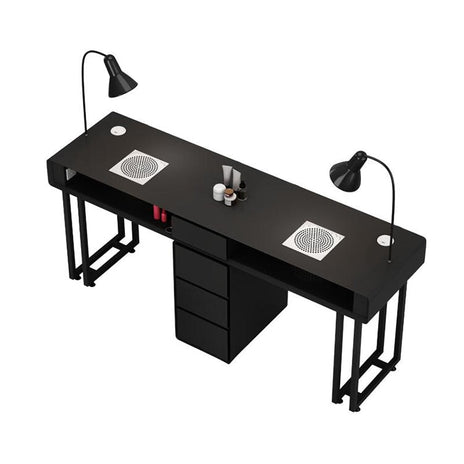 ネイルデスク　チェア　メラミン化粧板　ロの字脚　スチールフレーム　クリーニングバッグ　フリース生地　高密度ウレタンフォーム　分類収納　引き出し　ブラック　metamall