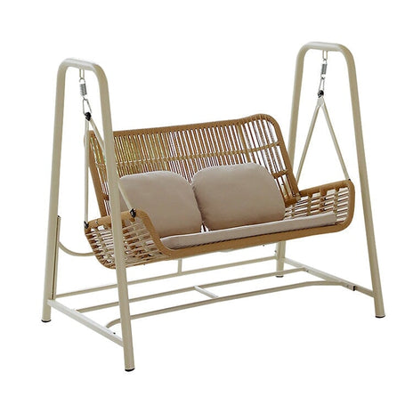 ブランコ　ハンギングチェア　ナチュラルテイスト　ポリエチレン　ロープ張り　アルミ合金　スチールフレーム　パウダーコーティング　粉末塗装　シリコンフィルクッション　HWYZ-M006