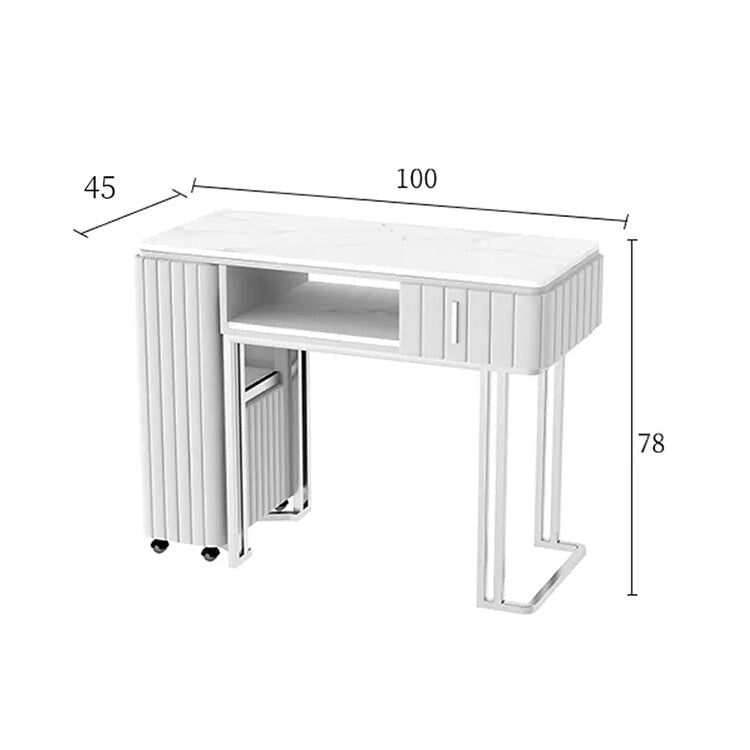ネイルテーブル　ネイルデスク　デスク　業務用　応接用　焼結石天板　マーブル模様　フランネル生地　オシャレ　ライトグレー　JDZH-038 -  metamall