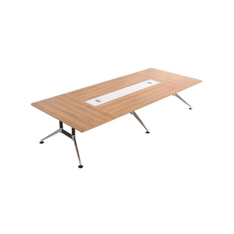会議テーブル　ミーティングテーブル　シンプルモダン　ナチュラルテイスト　多人数対応　配線孔　スチールフレーム　プラパート　メラミン化粧板　ナチュラル　カスタマイズ可能　HYZ-M038　