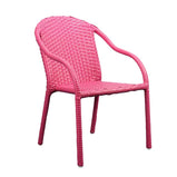 ダイニングチェア　チェア　椅子　スチールフレーム　曲げ加工　籐編み　籐風家具　ホワイト　ブラック　ピンク　YZ-043