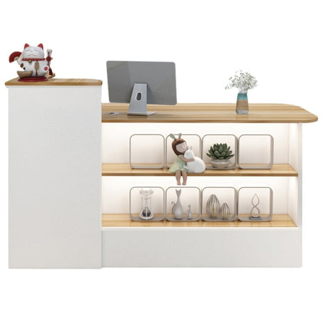 受付カウンター　レジカウンター　オフィス受付　鍵付き　配線穴付き　角丸　シンプル　ホワイト　カスタマイズ可能  JDT-M-104-kc 　metamall