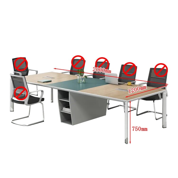 会議テーブル　ミーティングテーブル　テーブル 会議用　ナチュラルテイスト　バイカラーデザイン　配線ボックス　サイドキャビネット　スチール脚　ナチュラル　カスタマイズ可能　HYZ-M021