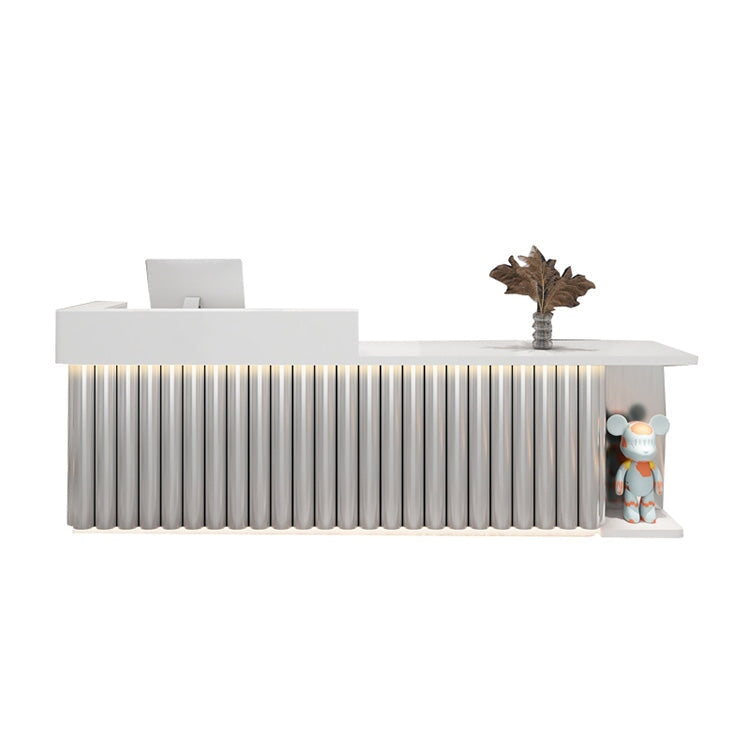 受付カウンター　受付台　レジ台　メラミン化粧板　キーボードトレイ　分類収納　シンプルモダン　シルバー　ゴールド　カスタマイズ可能　 metamall