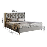 ベッド　ダブルベッド　寝具　背もたれ　本革　ベッド下収納　オシャレ　ポップ　ベージュ　カスタマイズ可能　BED-S053
