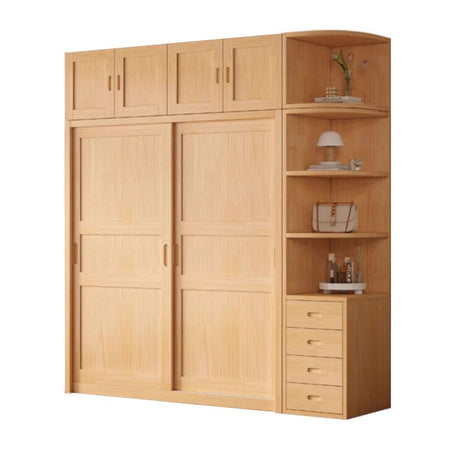 クローゼット　高級感　ナチュラルモダン　重厚感　自然の風合い　パイン材　メラミン化粧板　サイドラック　分類収納　ハンガーパイプ　ナチュラル　metamall