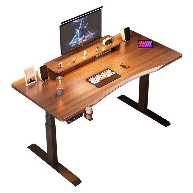 デスク　昇降デスク　パソコンデスク　ワークデスク　作業用　電動　天然木　面取り加工　静音モーター　セーフティー機能　コード収納　アジャスター　フック　上質　使い勝手　ウォールナット　metamall