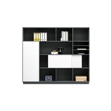 多目的キャビネット　オフィスキャビネット　ファイリングキャビネット　木製書庫　書類整理棚　メラミン化粧板　プッシュオープン扉　引き違い戸　分類収納　ホワイト　カスタマイズ可能　CWG-M003