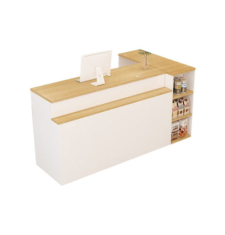 受付カウンター　受付台　レジ台　カウンター　シェルフ　オープン収納　大容量　シンプル　温かみ　ベージュ　カスタマイズ可能　metamall