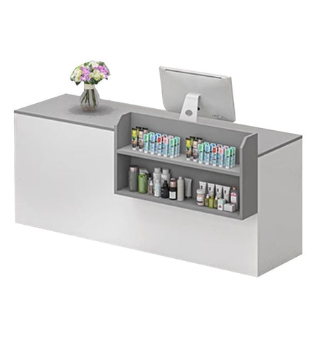 受付カウンター　受付台　レジ台 収納付き　カウンター　シェルフ　LED　大容量　シンプル　ホワイト　カスタマイズ可能　JDT-M103　metamall