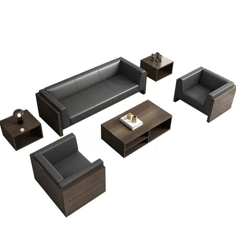 高級感業務ソファ　ソファセット　センターテーブル　レザー張り　ナッパレザー　メラミン化粧板　ウレタンフォーム　木目調　metamall