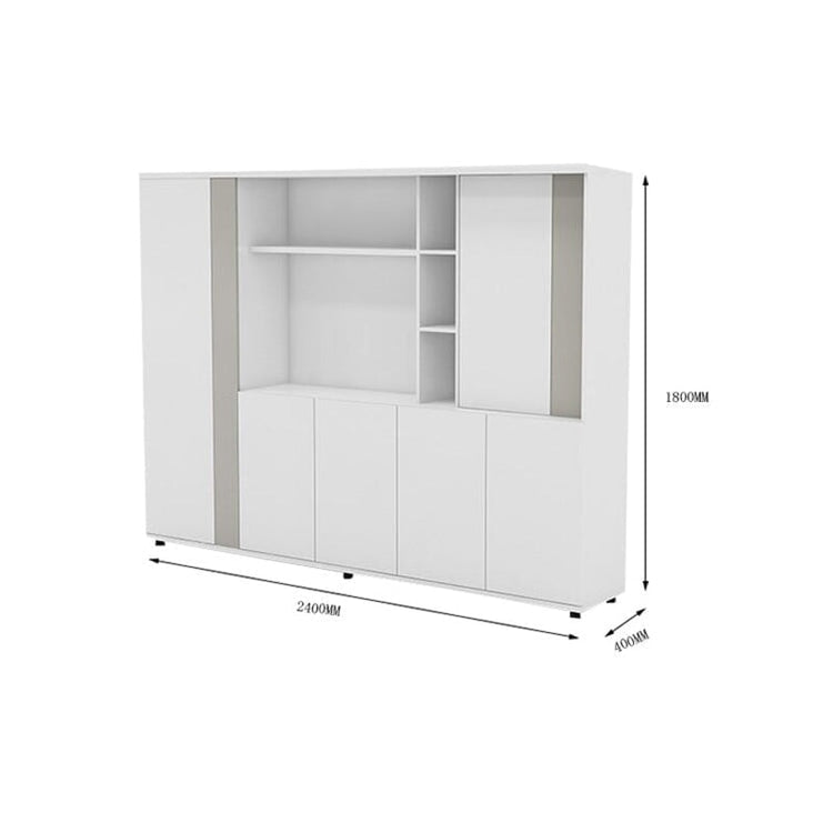 キャビネット　ワードローブ付き　オフィスキャビネット　ファイリングキャビネット　木製書庫　書類整理棚　分類収納　メラミン化粧板　アジャスター　ホワイト　カスタマイズ可能　CWG-M027
