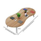 ミーティングテーブル　大型会議テーブル　オフィスデスク　丸い天板　スチール脚　ナチュラル　シンプル　カスタマイズ可能　HYZ-T004