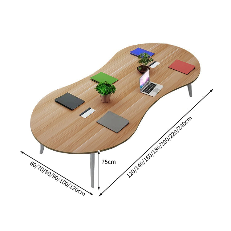 ミーティングテーブル　大型会議テーブル　オフィスデスク　丸い天板　スチール脚　ナチュラル　シンプル　カスタマイズ可能　HYZ-T004