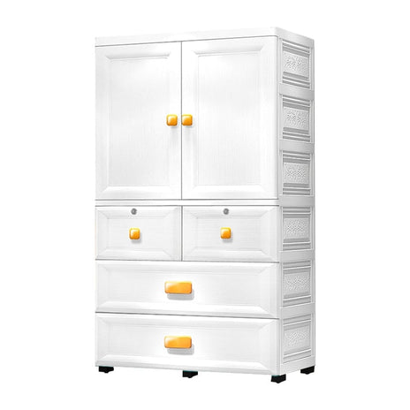 クローゼット　分類収納　　ハンガーパイプ　シンプルモダン　洗練されたデザイン　引き出し付き　キャスター付き　可動棚板　ホワイト　metamall