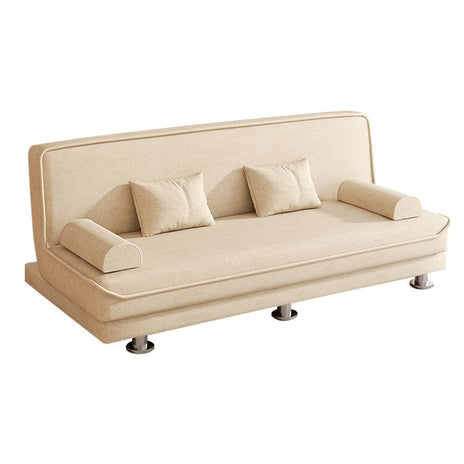 ソファ　リビングソファ　リネン生地　ポリエステル生地　コンパクト　リクライニング可能　ピンク　metamall