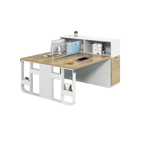 オフィスデスク　メラミン化粧板　デスクトップラック　デスクトップパネル　スチールフレーム　錠付き　シリンダー錠　配線ボックス　コンセント取付可能　ナチュラル　カスタマイズ可能　 metamall