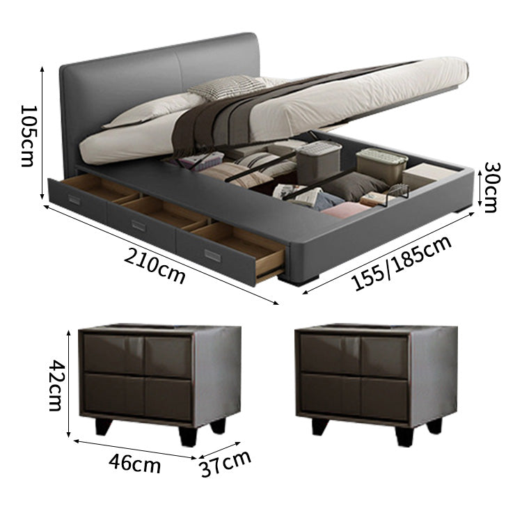 ベッド　寝具　収納ベッド　ウレタンフォーム　ミニマルデザイン　ホワイトグースダウン　引き出し付き　すのこ　トップレザー　カスタマイズ可能　BED-S050