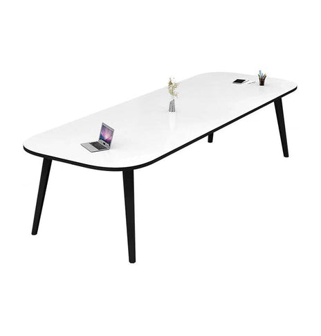 会議テーブル　オフィスデスク　商談テーブル　研修デスク 会議用　ハ字構造　R仕上げ　焼付塗装　シンプル　ホワイト　カスタマイズ可能　HYZ-M-131　metamall