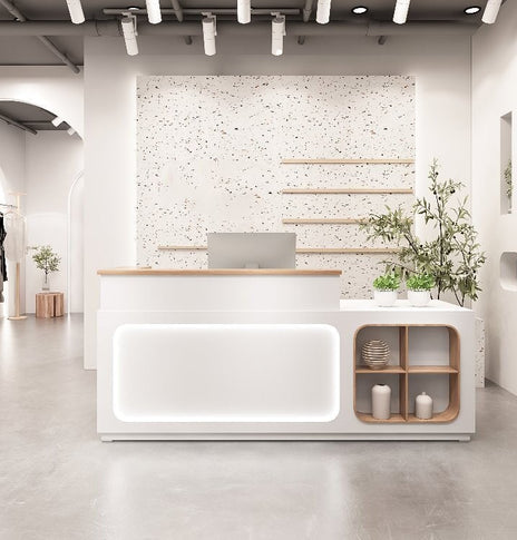 受付カウンター 受付台   レジカウンター カウンター オフィス受付 LED付き　ロック付き　キーボードトレイ   配線穴付き   JDT-422-05-KC