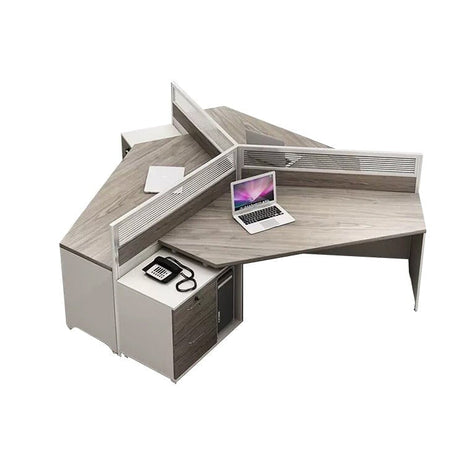 オフィスデスク　オフィステーブル　オフィス家具　木目調　多人使用　分類収納　トップパネル付き　引出し付き　錠付き　グレー　カスタマイズ可能　BGZ-M-128　metamall