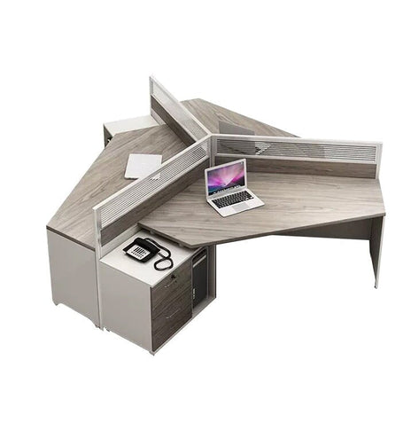 オフィスデスク　オフィステーブル　オフィス家具　木目調　多人使用　分類収納　トップパネル付き　引出し付き　錠付き　グレー　カスタマイズ可能　BGZ-M-128　metamall