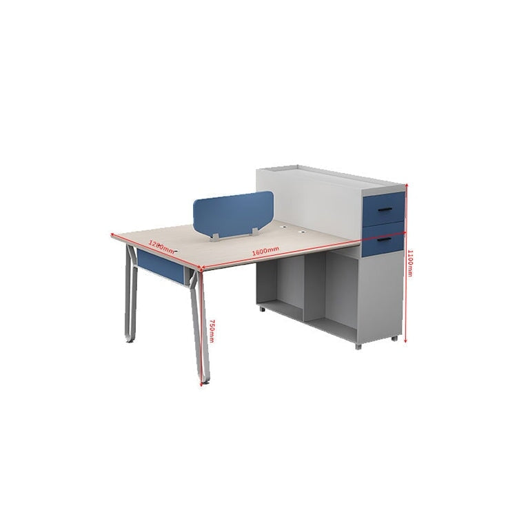 オフィスデスク　シンプルデザイン　メラミン化粧板　デスクトップパネル　サイドキャビネット　スチール脚　長持ちしやすい　ブルー　カスタマイズ可能　metamall