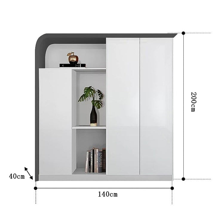 キャビネット　本棚　木製書庫木製キャビネット　大容量収納スペース　焼付塗装　北欧　シンプル　ホワイト　CWG-M-029