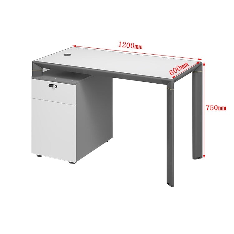 オフィスデスク　シンプルデザイン　デスクトップパネル　ダイヤル錠　メラミン化粧板　サイドキャビネット　ホワイト　カスタマイズ可能　metamall